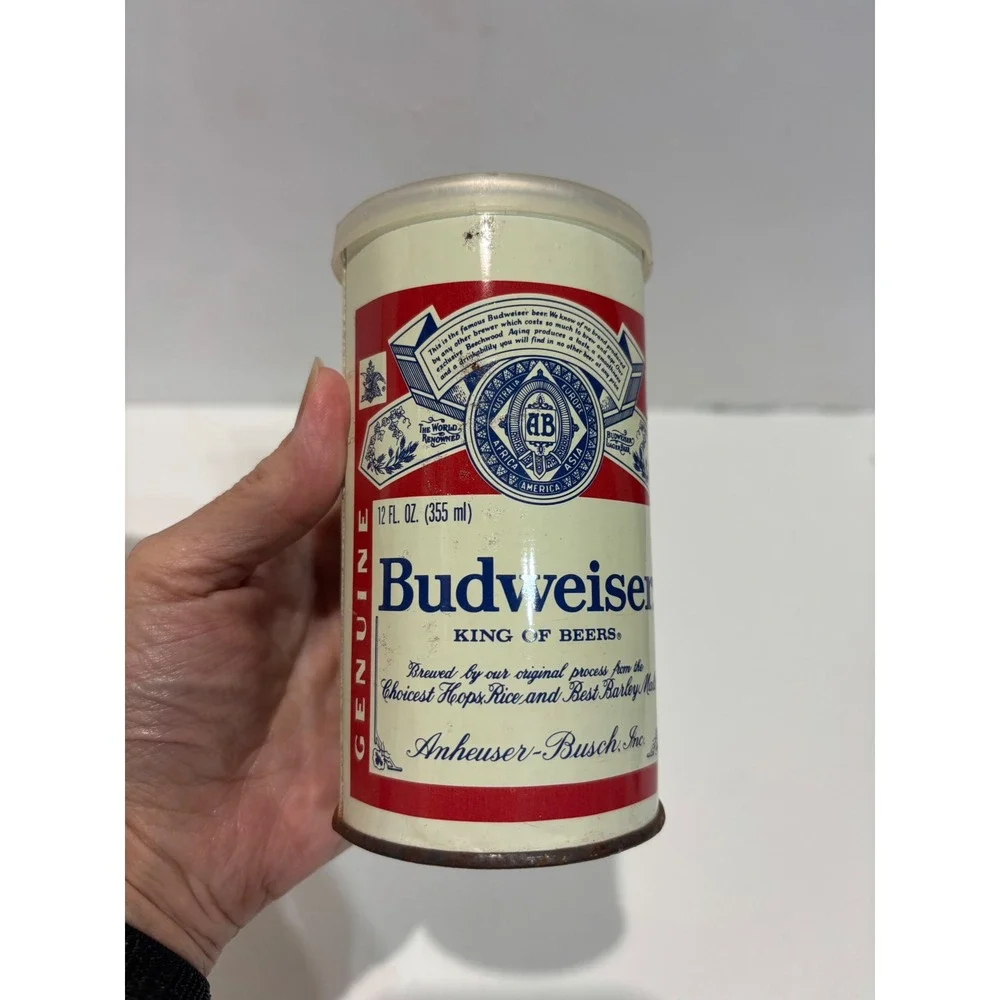 VTG Budweiser Barware Collectibles OS Red White Blue Glass Mini Stein Canister